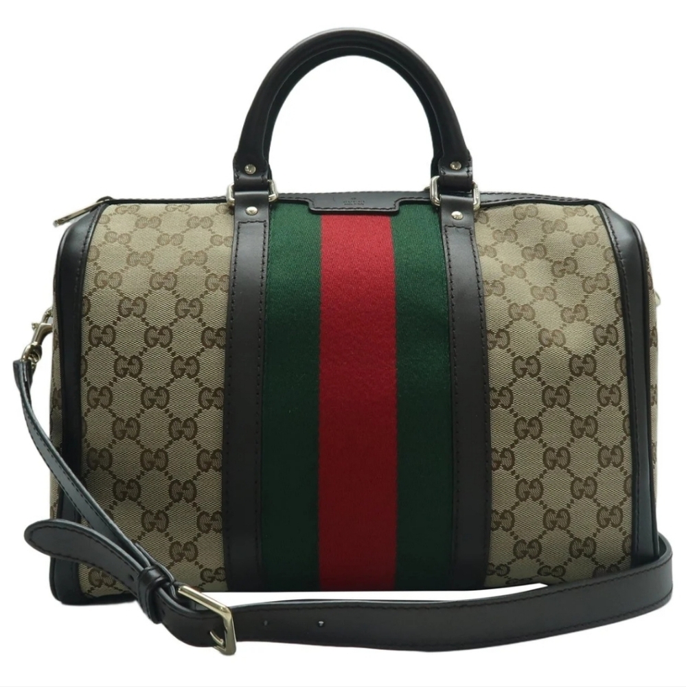 Vintage Gucci GG Monogram Web Boston Bag